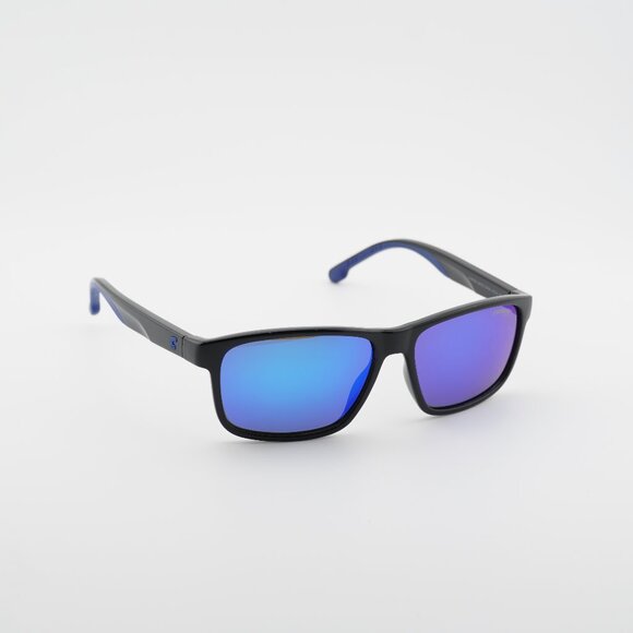 CARRERA 2047T/S 0D51 Z0 Sunglasses Black/Blue Rectangle Frame Blue Lenses